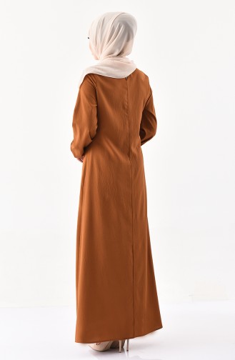 Önü Bağcıklı Elbise 1000-08 Taba