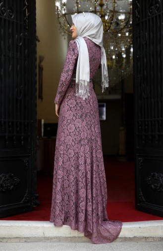 Beige-Rose Hijab-Abendkleider 3206-02