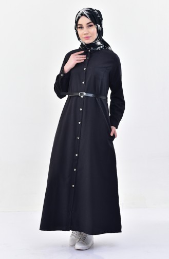 Kemerli Elbise 1280-06 Siyah