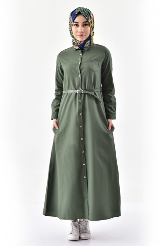 إيليف سو فستان بتصميم حزام للخصر 1280-07 لون أخضر كاكي 1280-07