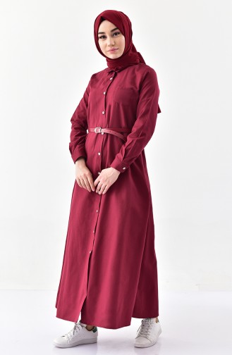 Kleid mit Gürtel 1280-08 Weinrot 1280-08