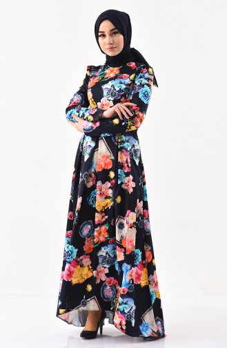 Dunkelblau Hijab Kleider 0221-01