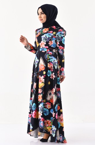 Navy Blue Hijab Dress 0221-01