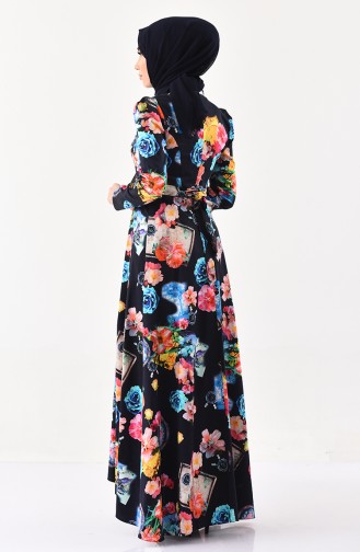 Navy Blue Hijab Dress 0221-01