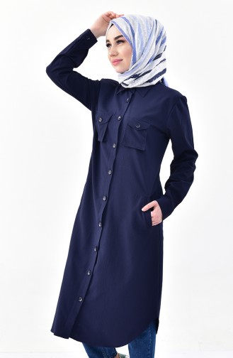 Pocketed Tunic 4111-01 Navy Blue 4111-01