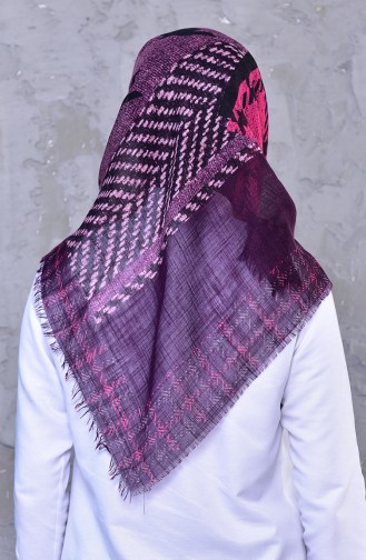 Patterned Decorated Cotton Shawl 901456-10 Purple 901456-10