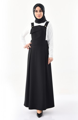 Salopet Jile Elbise 4517-08 Siyah