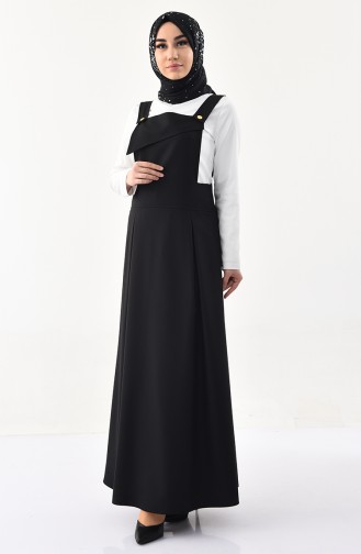 Salopet Jile Elbise 4517-08 Siyah