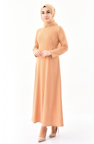 Dilber Patterned Dress 1131-03 Mustard 1131-03