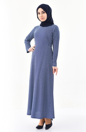 Dilber Patterned Dress 1131-04 Blue 1131-04