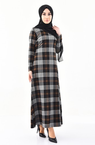 Dilber Plaid Patterned Dress 1143-01 Brown 1143-01