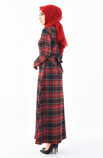 Dark Claret Red Hijab Dress 1143A-01
