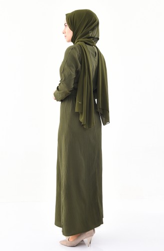 ايلميك فستان بتصميم حزام للخصر  5249-02 لون أخضر كاكي 5249-02