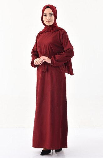 iLMEK Belted Dress 5249-04 Claret Red 5249-04
