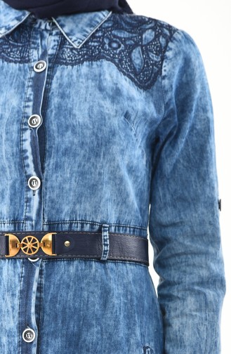 مس فالي فستان جينز بتصميم حزام لخصر 4233-01 لون ازرق جينز 4233-01