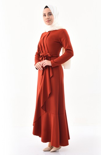 Brick Red Hijab Dress 4064-09