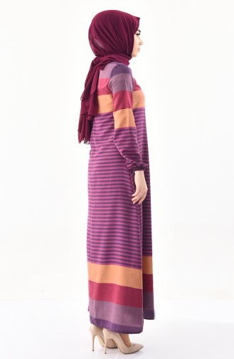 فستان بتصميم مُخطط 4082-03 لون بنفسجي 4082-03