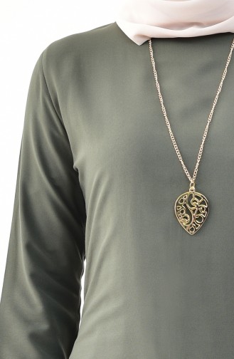 Sude Necklace Detailed Tunic 3164-04 Khaki 3164-04