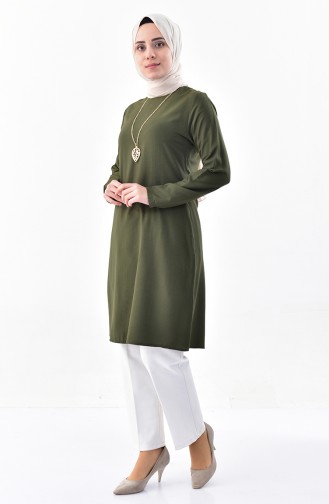 Sude Necklace Detailed Tunic 3164-14 Green 3164-14