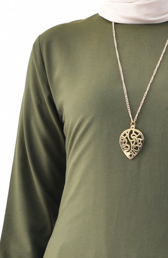 Sude Necklace Detailed Tunic 3164-14 Green 3164-14