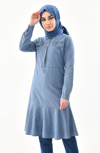 Pocketed Jeans Tunic 4029-02 Blue Jeans 4029-02