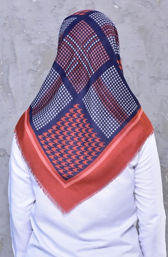 Patterned Cotton Scarf 2191-08 Tobacco Navy 2191-08