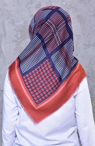 Patterned Cotton Scarf 2191-08 Tobacco Navy 2191-08