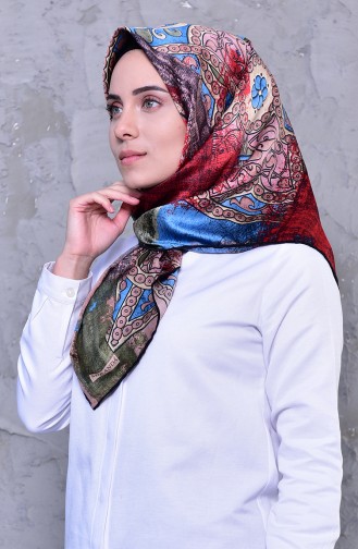 Patterned Rayon Shawl 2196-01 Red Blue 2196-01