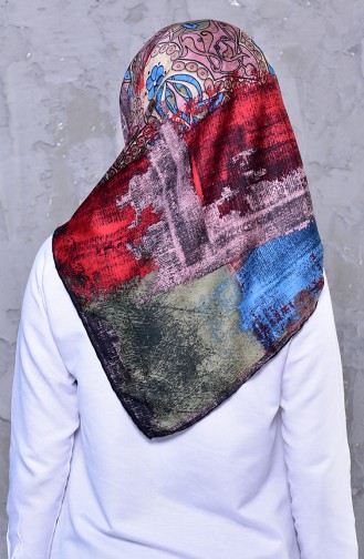 Patterned Rayon Shawl 2196-01 Red Blue 2196-01