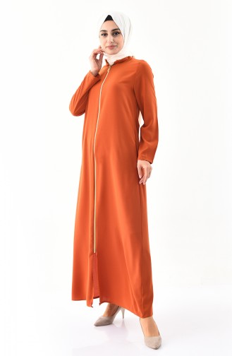 Abaya a Fermeture Grande Taille 0402-06 Orange 0402-06