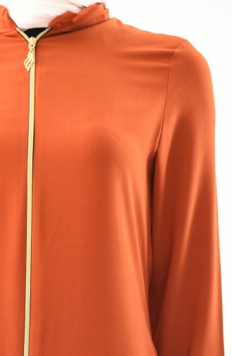 Abaya a Fermeture Grande Taille 0402-06 Orange 0402-06