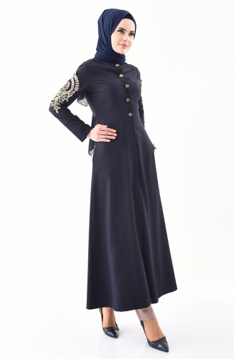 MISS VALLE Lacy Abaya 0136-01 Navy Blue 0136-01