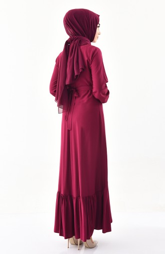فستان بتصميم ازرار وحزام للخصر 2027-06 لون فوشي 2027-06