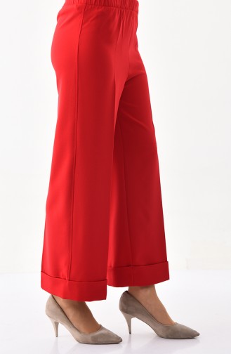 Elastic Waist Wide Leg Pants 4078-01 Red 4078-01