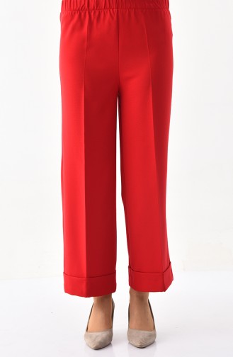 Elastic Waist Wide Leg Pants 4078-01 Red 4078-01