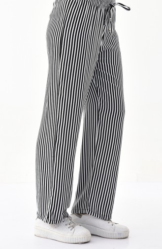 Striped Wide Leg Pants 2403-01 Black White 2403-01