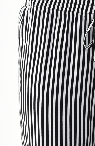 Striped Wide Leg Pants 2403-01 Black White 2403-01