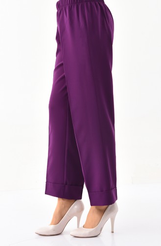 Elastic Waist Wide Leg Pants 2068-08 Light Purple 2068-08
