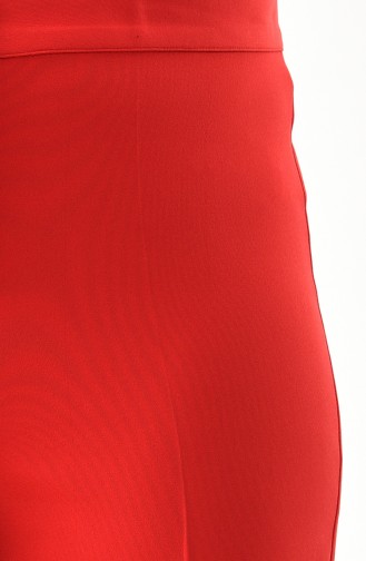 Büyük Beden Düz Paça Pantolon 1110-11 Kırmızı