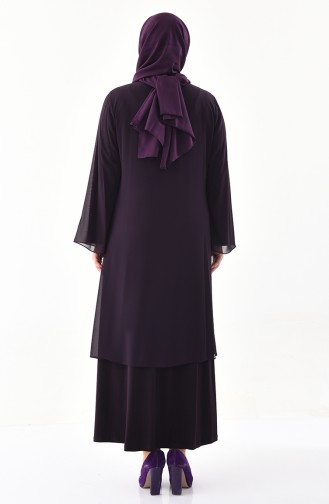 Large Size Lace Detailed Jacket Dress Binary Suit 2727A-01 Purple 2727A-01