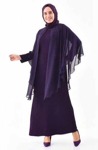Robe de Soirée a Paillettes Grande Taille 1054-03 Pourpre 1054-03     	S
