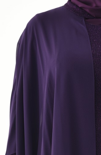 Plus Size Silvery Evening Dress 1054-03 Purple 1054-03     	S