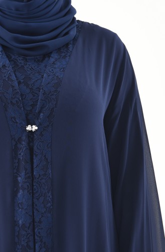 Robe de Soirée Deux Pieces Grande Taille 2412-01 Bleu Marine 2412-01