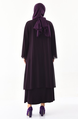 Plus Size Double Dress Evening Dress 2412-03 Purple 2412-03