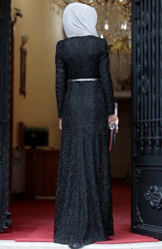 Black Hijab Evening Dress 3190-04