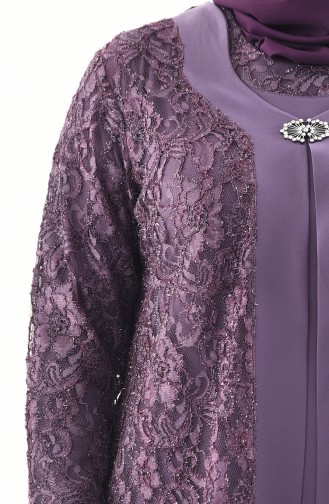 METEX Large Size Lace Evening Dress 1114-03 Dark Lilac 1114-03