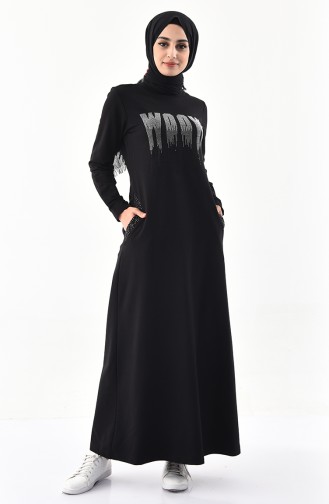 Schwarz Hijab Kleider 8351-01