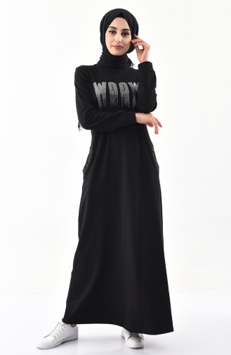 Schwarz Hijab Kleider 8351-01
