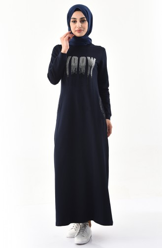 Dunkelblau Hijab Kleider 8351-06