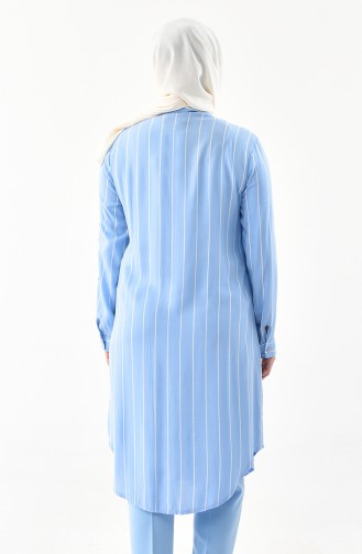 Large Size Striped Tunic 1921-01 Baby Blue 1921-01